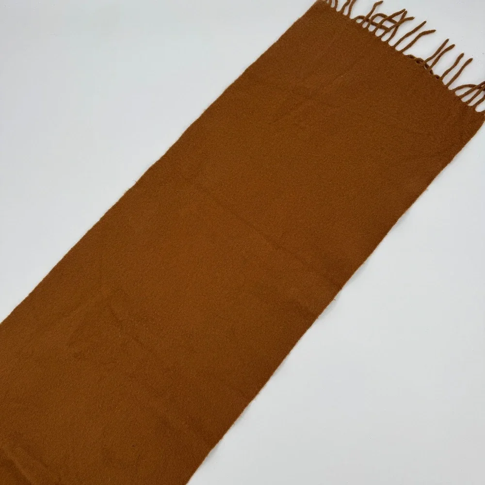 Drake's London Scarf Unisex OS Brown 100% Cashmere Made in Scotland Fringe Solid